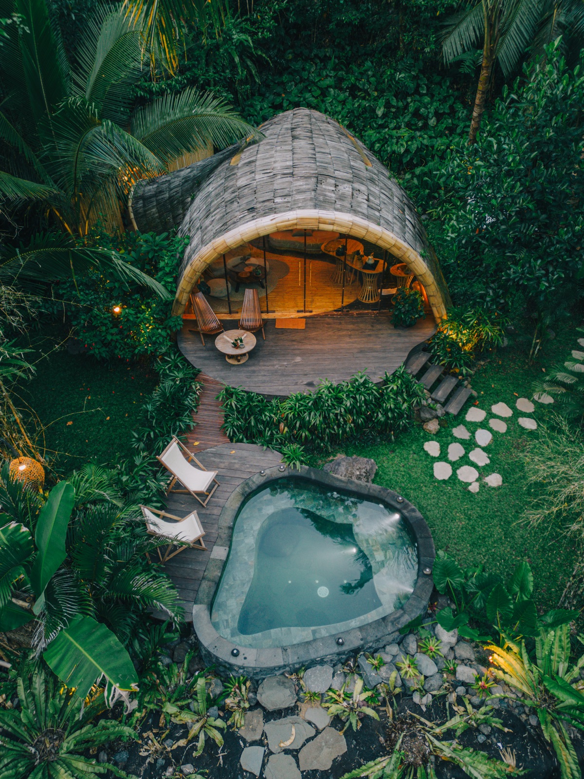 Private heated jacuzzi in the jungle at hideout bali, East Bali