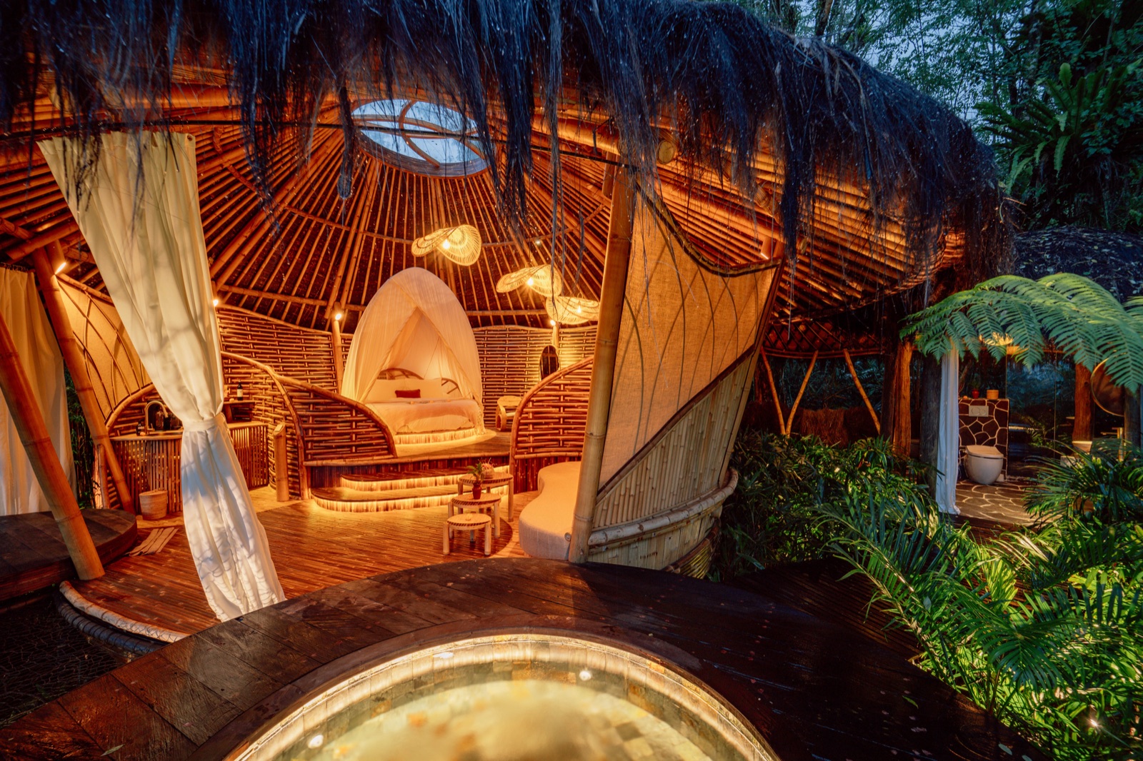 hideout tantra, open-air bamboo house with a jungle jacuzzi, East Bali